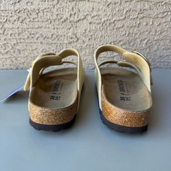 Birkenstock Arizona Big Buckle Raffia Sandal Women’s 38EU or 7US Natural Texture - Picture 4 of 12